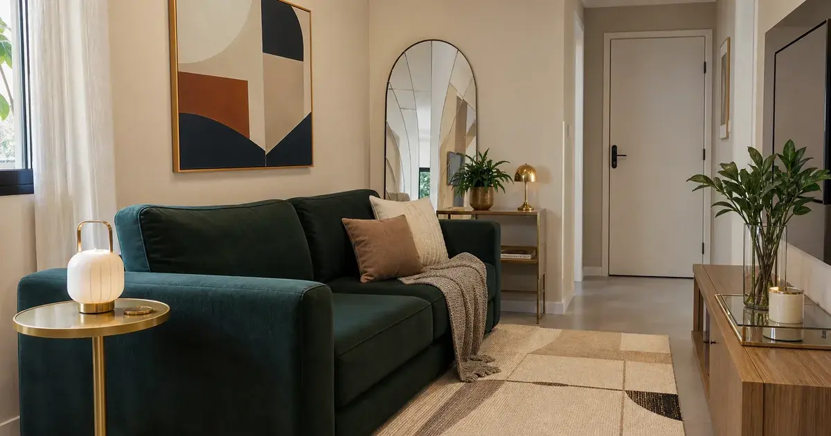 Arcos, metais e personalidade para um apartamento alugado